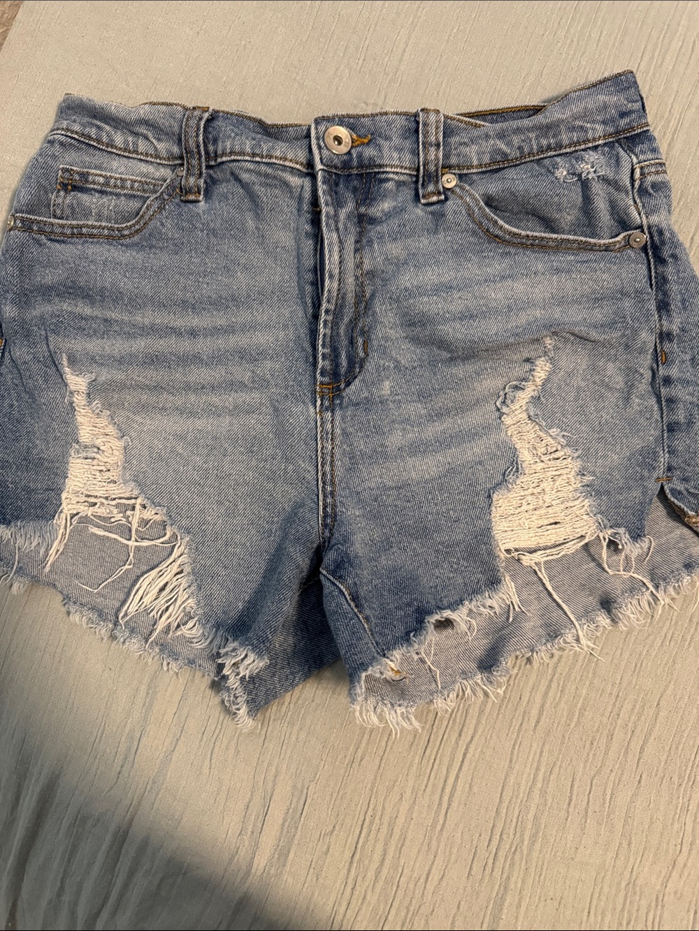 Kendall & Kylie Distressed Light Blue Denim Shorts
